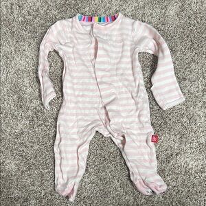Magnetic Me Light Pink Striped Footie